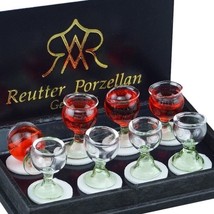 Wine Glasses 1.459/5 Reutter Filled &amp; Empty Goblets DOLLHOUSE Miniature - $25.78