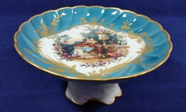 Vintage Limoges France Pedestal Bowl Small Courting Couple Compote Dish - £104.59 GBP