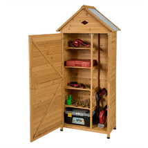 Outdoor Storage Shed Lockable Wooden Garden Tool Storage Cabinet W/ Shelves - $361.17
