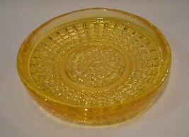 Vintage Blenko Glass Yellow 8 1/2&quot; Textured AshTray Dish Bowl - £59.34 GBP