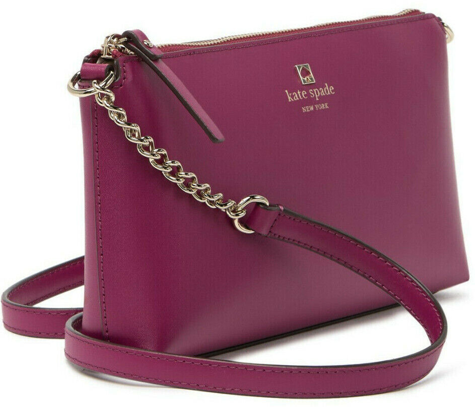 Kate Spade Chain Declan Crossbody Red Purple Smooth Leather WKRU6081 NWT $248 Y