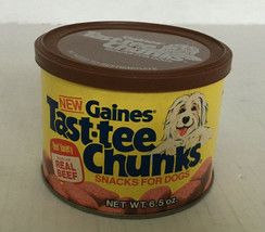 Vintage Gaines tast tee chunks snacks for dogs empty container old adver... - $19.75