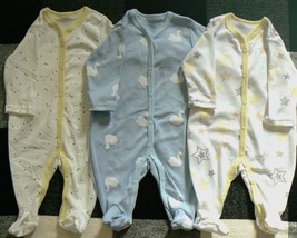 Newborn  Long Sleeves Pajama Romper(0-3months)100%Cotton-3Pack - £14.45 GBP