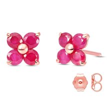 Galaxy Gold GG 1.15 Carat Total Weight 14K Solid Rose Gold Ruby Stud Ear... - $5,151.14 MXN