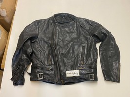 Vintage Motorcycle Black Leather Jacket Armpit/armpit 22&quot; (mc423.1) - £53.63 GBP