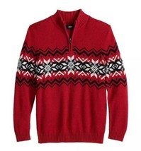 Boys Sweater Urban Pipeline Red Christmas Argyle Long Sleeve Zip Neck Sweater- M - £20.99 GBP