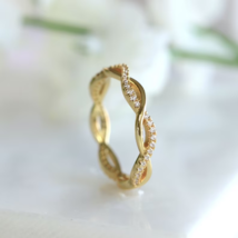 1.70Ct Round Simulated Diamond 14k Yellow Gold Plated Wedding Eternity Band Ring - £55.37 GBP