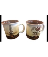 2 Cracker Barrel Old Country Store lantern &amp; Rooster Coffee Mug Cups 14 ... - $40.47 CAD