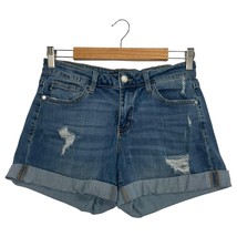 Judy Blue Shorts Womens Medium Blue Distressed Denim Rolled Cuff Casual ... - $24.74