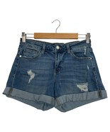 Judy Blue Shorts Womens Medium Blue Distressed Denim Rolled Cuff Casual ... - $34.71 CAD