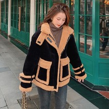 Stand-up collar lamb stitching corduroy jacket women winter 2021 new style Korea - £57.56 GBP