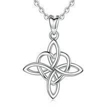 925 Sterling Silver Geometrical line Heart Pendant Neckalce Irish Celtics Knot N - £21.46 GBP