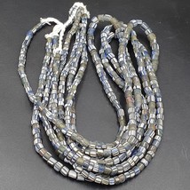 Lote 2 Hilos ANTIGUO AFRICANO Gris Azul Blanco Rayas CUENTAS DE VIDRIO... - $30.50