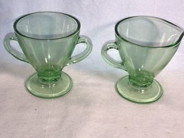 Green Ovide Creamer And Sugar Depression Glass Mint - £19.59 GBP