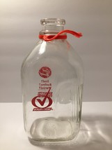 Lawson&#39;s Half Gallon Liquid Glass Milk Bottle Red Plastic Handle Vintage (No. 6) - £9.31 GBP