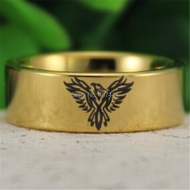 Tungsten Ring JEWELRY Hot Sales 8MM Gold Color Pipe Military Army Phoenix Design - £28.93 GBP