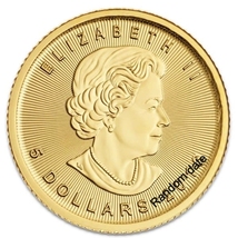 1/10 Oz. Canadian maple leaf gold coin portrayal of Queen Elizabeth II - £326.39 GBP