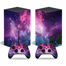 For Xbox SERIES X Console &amp; 2 Controllers Space Galaxy Vinyl Skin Wrap C... - £13.29 GBP