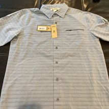 ultimate terrain vented hiking long sleeve shadow stripe blue mens S - $54.45