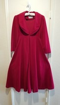 Vintage Hollywood Style Vanity Fair Dark Red Plush Velour Robe SZ 12 Lon... - £97.34 GBP