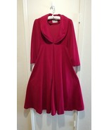 Vintage Hollywood Style Vanity Fair Dark Red Plush Velour Robe SZ 12 Lon... - £97.08 GBP