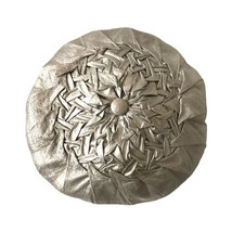 Antique Decorative Throw Pillow Round Silver Satin Moroccan - £5.62 GBP