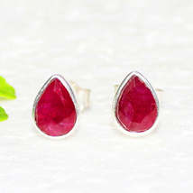 NATURAL RUBY Gemstone Earrings, Birthstone Earrings, 925 Sterling Silver Earring - £18.58 GBP