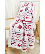 White Christmas Reindeer Snowflake Printed Sherpa Blanket - $30.98