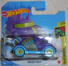 Hot Wheels 2021 &quot;Tricera Truck&quot; Collect #71/250 Dino Riders 3/5 On Sealed Card - £1.99 GBP