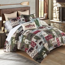 Donna Sharp Montana Forest Lodge Rustic Bear  QUEEN Comforter Set &amp; Kila Throw - £65.94 GBP