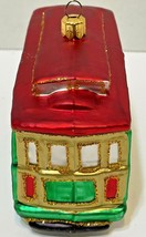 Vintage Blown Glass Train Ornament Hand Painted Glitter Made in Poland 4.75 x 2 - £21.76 GBP