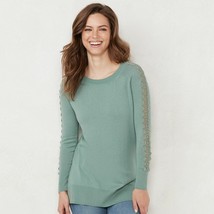 NWT LC Lauren Conrad LC Lauren Conrad Lace-Trim Tunic Sweater - £22.75 GBP