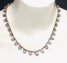 art deco sterling silver large graduated faceted amethyst necklace 39 Gr 18” - £395.00 GBP