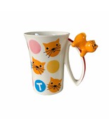 Indra Stoneware Coffee Cat Mug Vintage With Cat On Handle Hand Painted Chip - €8,54 EUR