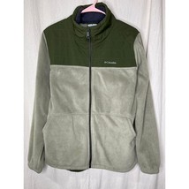 Columbia Army Green Fleece Two Tone Quilted Granola Gorpcore Outdoors Ja... - $28.00