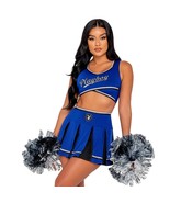 Cheerleader Costume Set Playboy Crop Top Pleated Mini Skirt Pom Poms Blu... - £59.74 GBP
