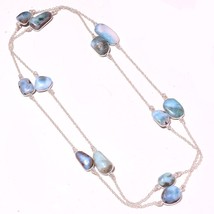 Caribbean Larimar Gemstone Christmas Gift Necklace Jewelry 36&quot; SA 3898 - £10.29 GBP