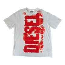 DIESEL T-Just-E16 Screen Print T-Shirt White Red Bleeding Logo Men&#39;s XL $125 - £62.14 GBP