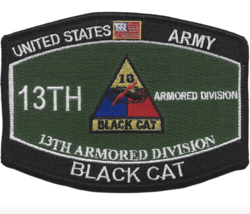4.5&quot; Army Mos 13TH Armored Division Black Cat Embroidered Patch - £27.51 GBP