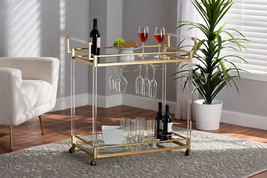 Claude Gold Metal and Glass Wine Cart - $278.00