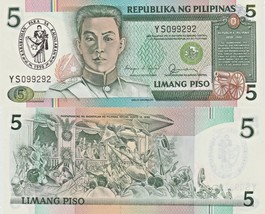 Philippines P178a, 5 Piso, Emilio Aguinaldo / Independence Commemorative UNC - £3.94 GBP