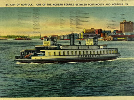 Vtg 1940 Portsmouth To Norfolk Virginia Ferry Boat Steam Ship Nautical Postcard - £7.90 GBP