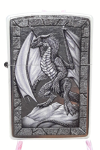 Dragon Perched On Cliff Zippo Lighter Street Chrome - £25.13 GBP