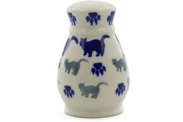 Polish Pottery Cat Pattern Salt &amp; Pepper Shakers Shaker 3&quot; Bolesawiec Stoneware - £30.90 GBP