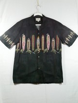 Vtg Single Stich Royal Creations Hawaii Black Button Up Surfboard Shirt L - £15.81 GBP
