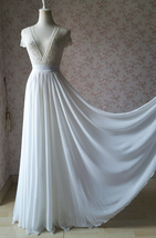 WHITE Chiffon Maxi Skirt Summer Wedding Custom Plus Size Chiffon Skirt