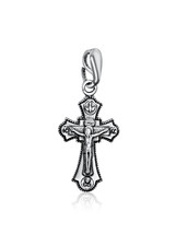 Plata de Ley 925 Colgante Crucifijo Ortodoxo Cruz Collar Hombres 2.8cm/1.1&quot; - £17.12 GBP