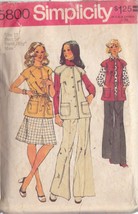 Simplicity Vintage Pattern 5800 Sz 12 Misses&#39; Vest, Skirt, Pants Uncut - £3.07 GBP