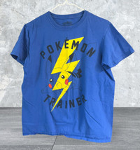 Pokemon Trainer Pokeball Adult Medium Blue Graphic Shirt lightning bolt ... - £11.92 GBP