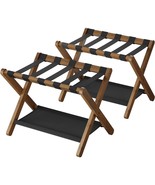 Set of 2 - Sturdy Luggage Rack in Walnut Wood Finish with Lower Storage ... - $3,430.16 MXN